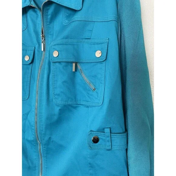 Peter Nygard Ladies Jacket Size 1X Blue Zipper Pockets Stretch - Picture 3 of 5